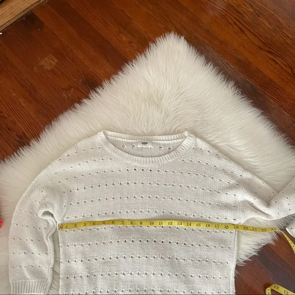 Old Navy White Cream Open Knit Sweater - Picture 4 of 5